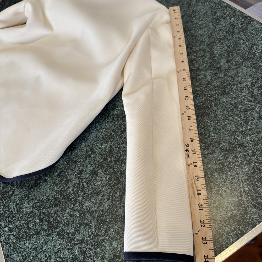 J.Crew Tipped Twill Jacket Blazer Cream Off White Mandarin Collar B8544 Sz 4 NEW - Picture 15 of 16
